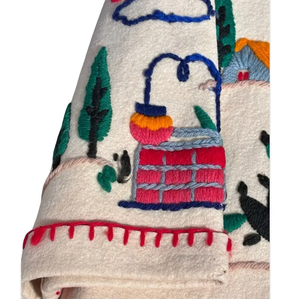 Vintage Hand Embroidered Folk Art Jacket Mexican Southwestern Wool Coat Medium - Picture 16 of 16